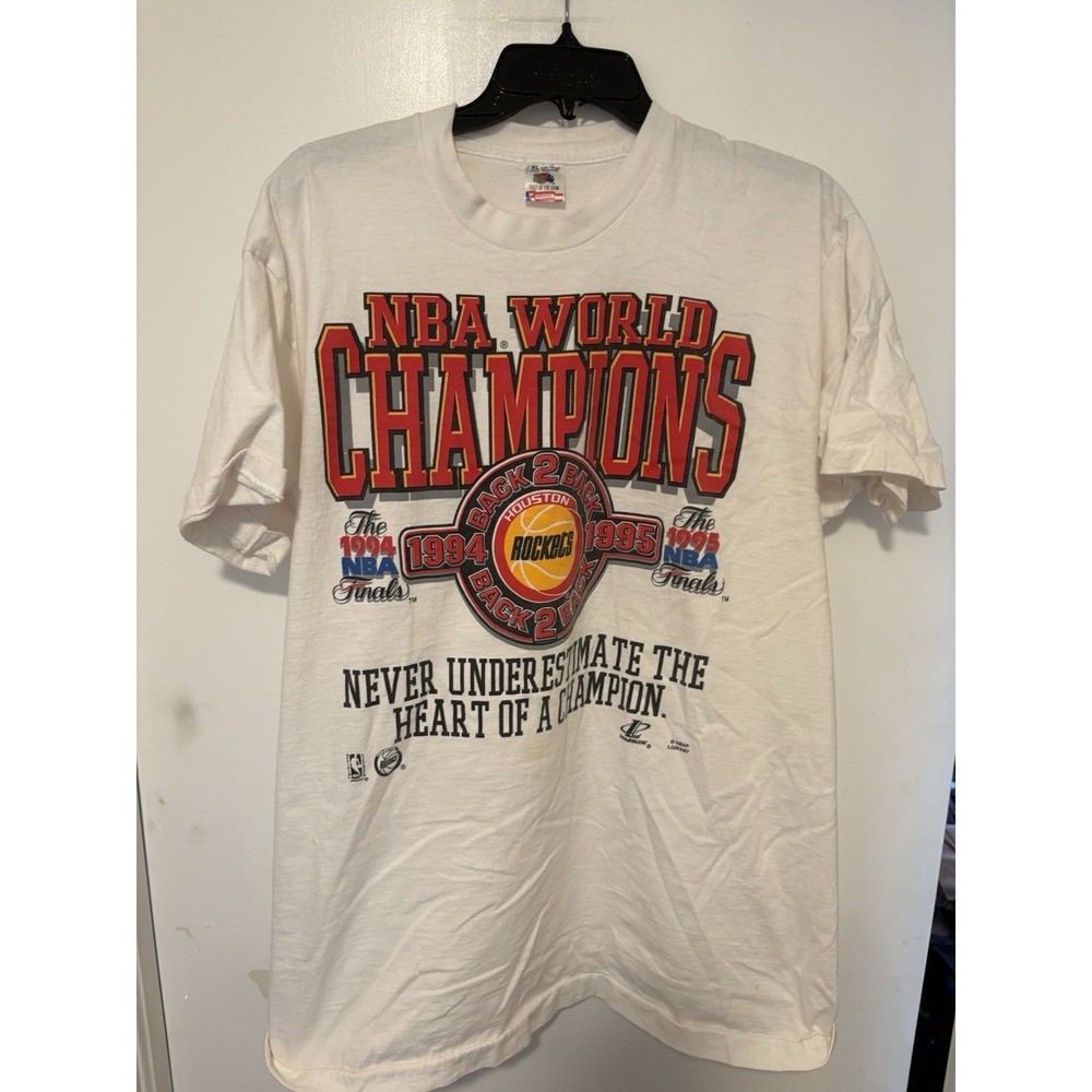 Vtg 1995 Houston Rockets Single Stitch World Champions "Back To Back T-shirt XL